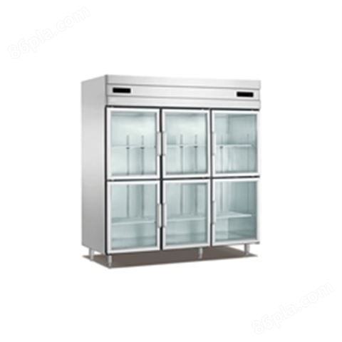 厨房六门立式不锈钢玻璃门冷柜